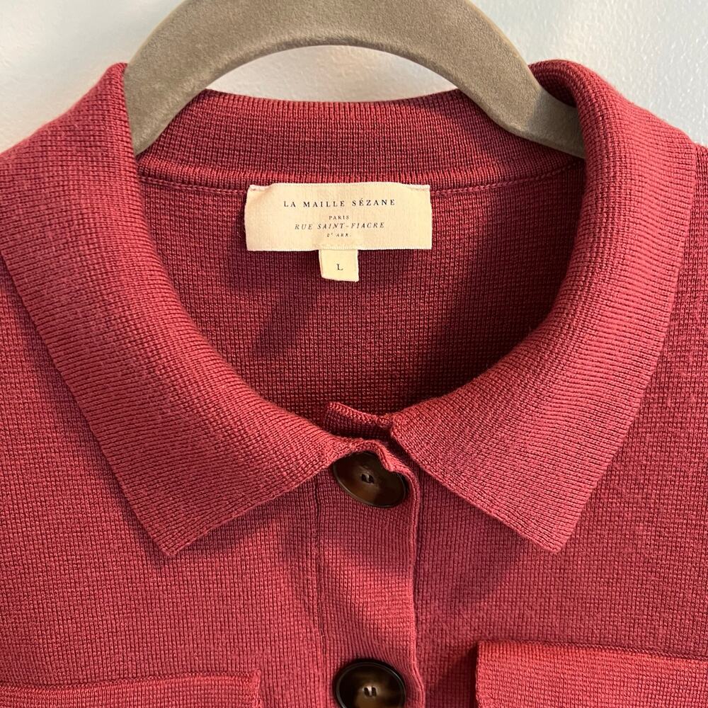 Sézane Betty 100% Wool Cardigan Sweater in Rosewood Size L - Picture 2 of 9